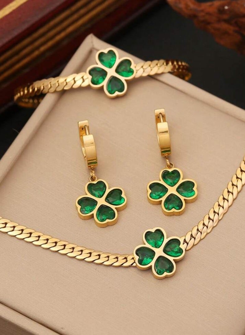 JewelryPalace Gold Plated Stainless Steel Women's Necklace and Bracelets And Earrings Accessories Set - Image 1