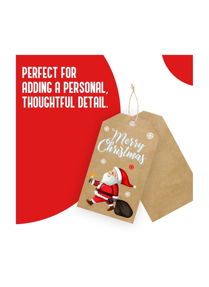PRINTSHOP4ME Christmas Gift Tags With String–Festive Holiday Paper Tags For Wrapping Gifts,Decor,Party Favors–Eco-Friendly Brown Kraft Paper Tags  - Image 4