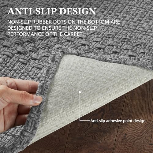 MatEssenz Kitchen Rugs, Kitchen Mats for Floor, Machine Washable Rugs 20"x30"+20"x48" Boho Style, Anti-Skid TPR Backing for Kitchen, Laundry, Durable, Easy Clean Spring & Everyday Use - Grey - Image 4