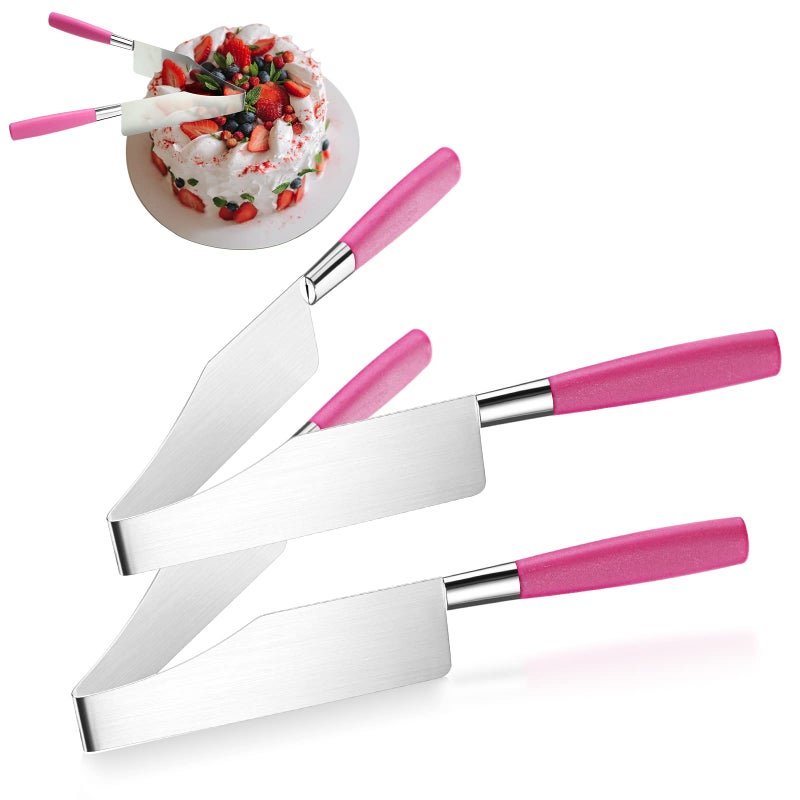 Perthlin Cake Slicer and Cutter Stainless Steel Cake Server Knife Rose Red Lifter Tool for Birthday Wedding Party Desserts Pastry Bread Pizza Divider SlicerRose Red2 Pieces