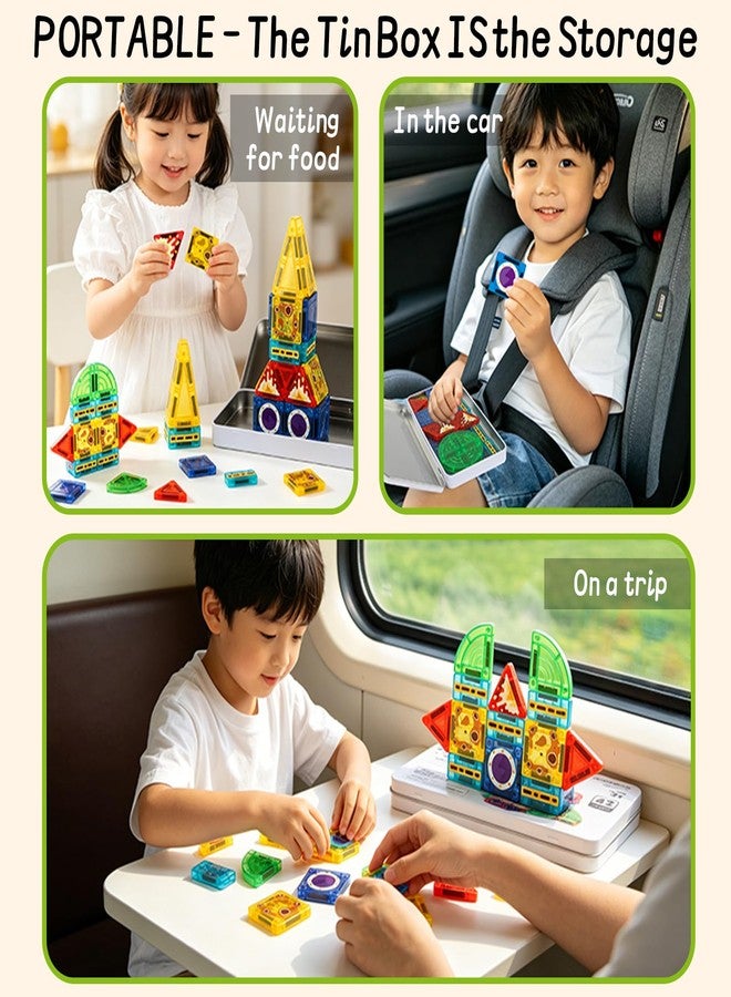 JIMI Mini Magnetic Tiles, Space Magnetic Building Blocks Travel Set 42Pcs - Image 3