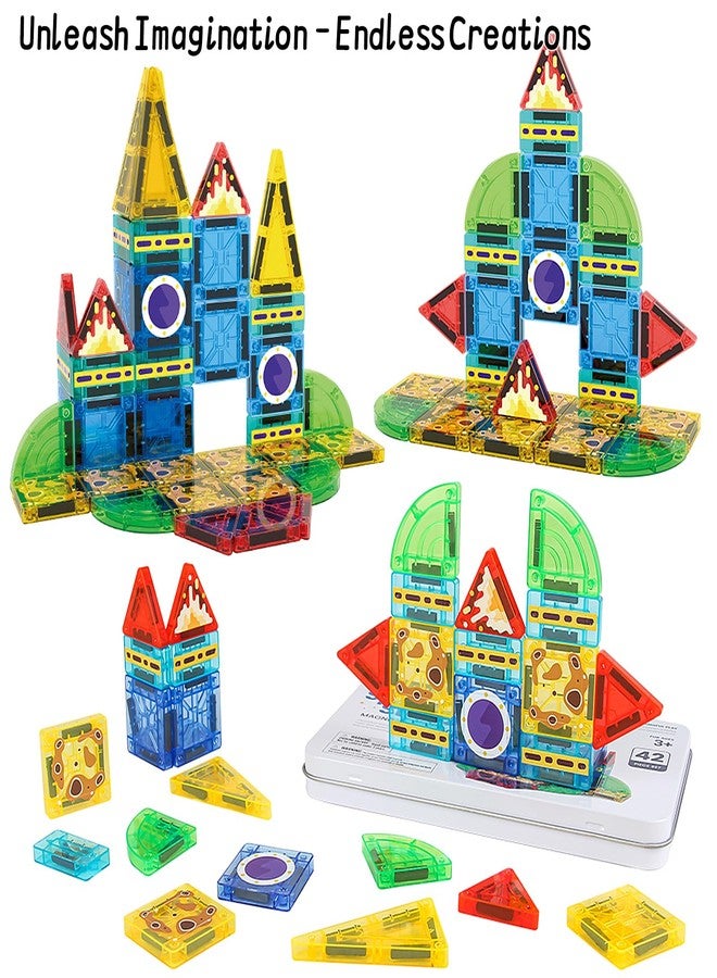 JIMI Mini Magnetic Tiles, Space Magnetic Building Blocks Travel Set 42Pcs - Image 5