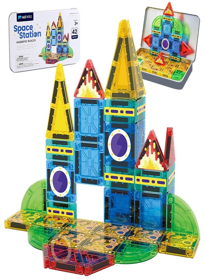 JIMI Mini Magnetic Tiles, Space Magnetic Building Blocks Travel Set 42Pcs - Image 1