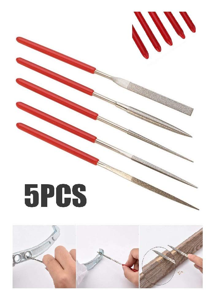 Inditrust 5Pcs 3x140mm Diamond Needle Files Flat Shape Set Jewelry Metal Glass Stone Wood Carving Craft Grinding Sewing Hand Tool Flat Files Set - Image 2