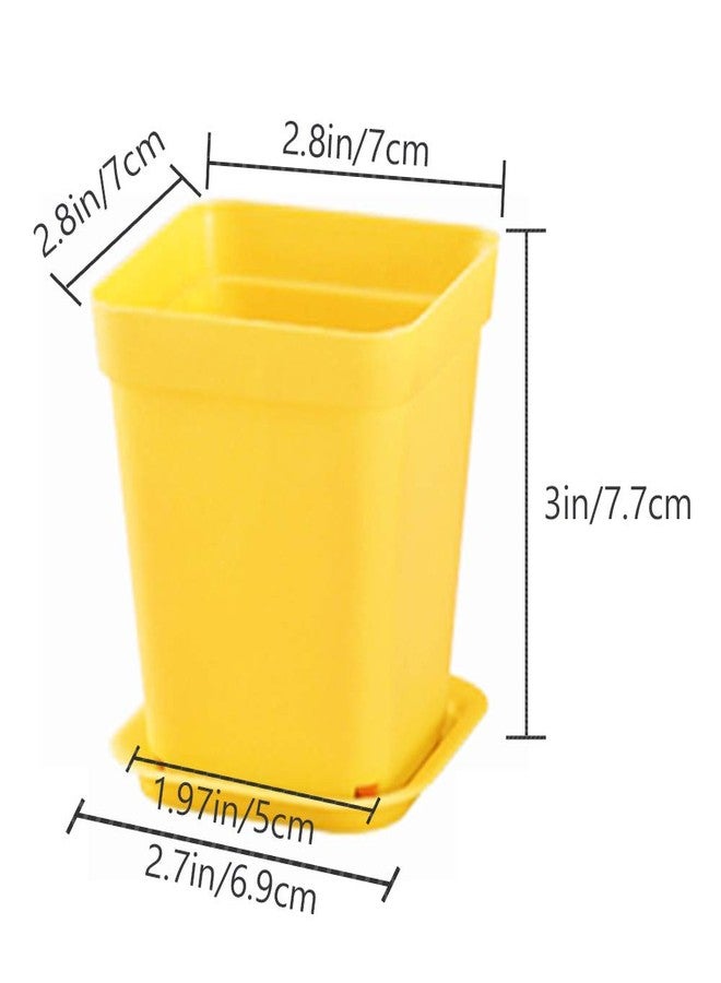 Haawooky 24 Pack Colorful Flower Pots Square Plastic Plant Pots Succulent Planter Nursery Pots with Saucers for Your Room,Garden Office and Balcony Decor - Image 2