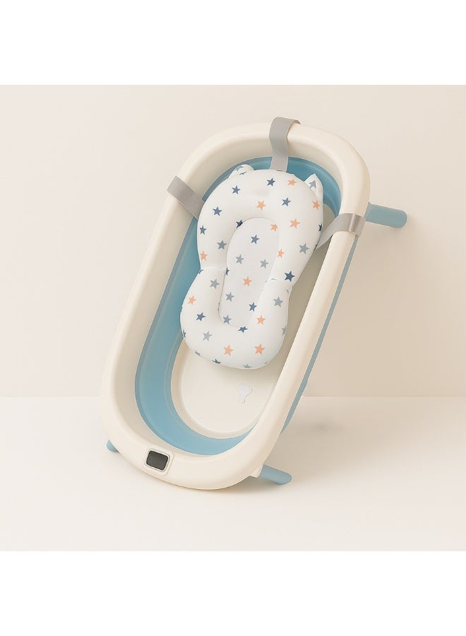 Premium Foldable Baby Bathtub with Digital Thermometer and Cozy Newborn Support Cushion - The Ultimate Space-Saving Bathing Solution