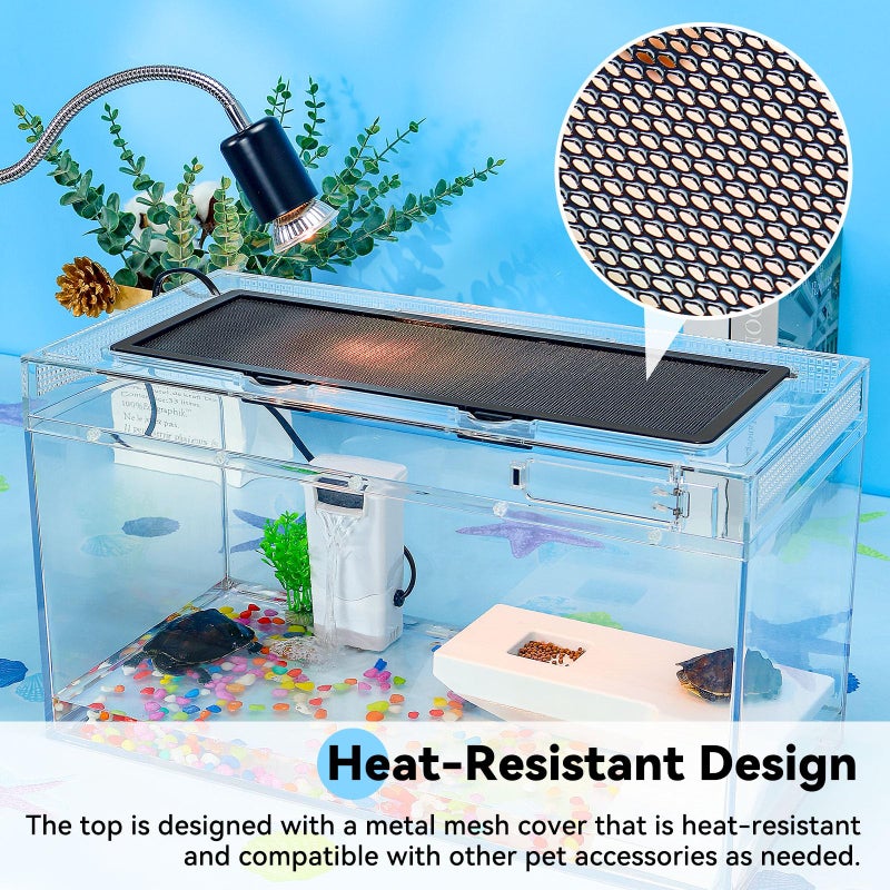 RunDuck 12x7x6 Turtle Tank Kit A High-Definition Aquarium with Heating Lamp, Filter, Advanced Ventilation, High-Temperature Resistance, Complete Accessories for Turtle Habitat - Image 5