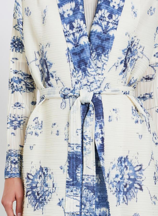 تايك تو عباية محبوكة بكسرات بطبعة زهور وأكمام طويلة - Image 4