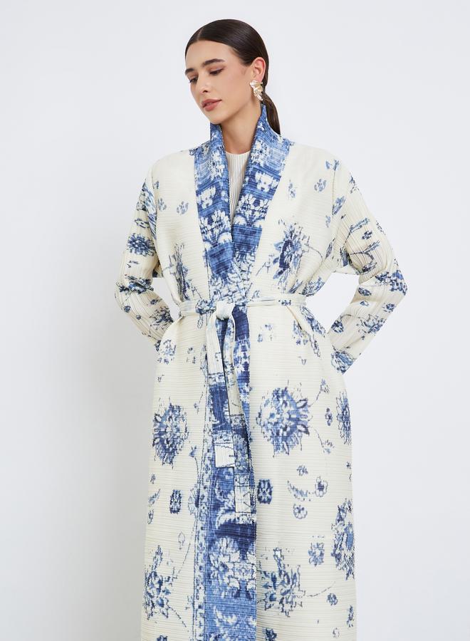 تايك تو عباية محبوكة بكسرات بطبعة زهور وأكمام طويلة - Image 3