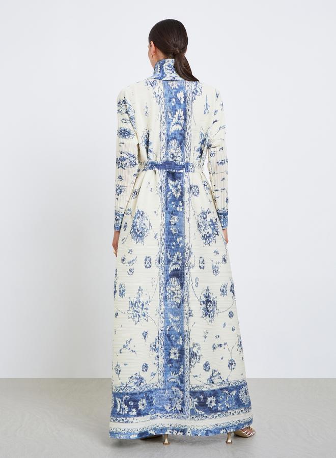 تايك تو عباية محبوكة بكسرات بطبعة زهور وأكمام طويلة - Image 5