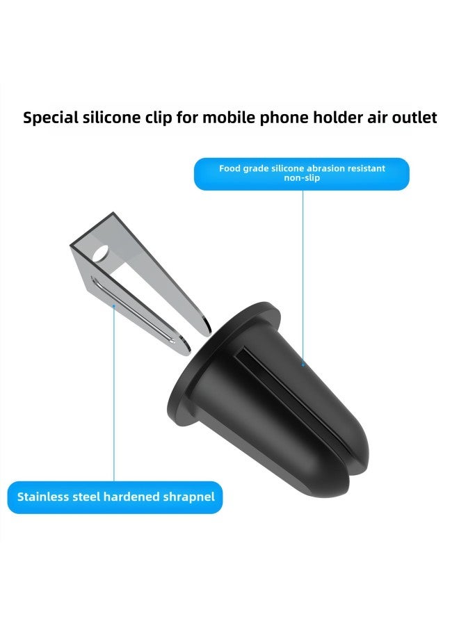 Car Mobile Phone Bracket Air Outlet Special Silicone Foot Silicone Clip Square Clip Stainless Steel Hardened Shrapnel-Color:Square Silicone Foot - Image 2