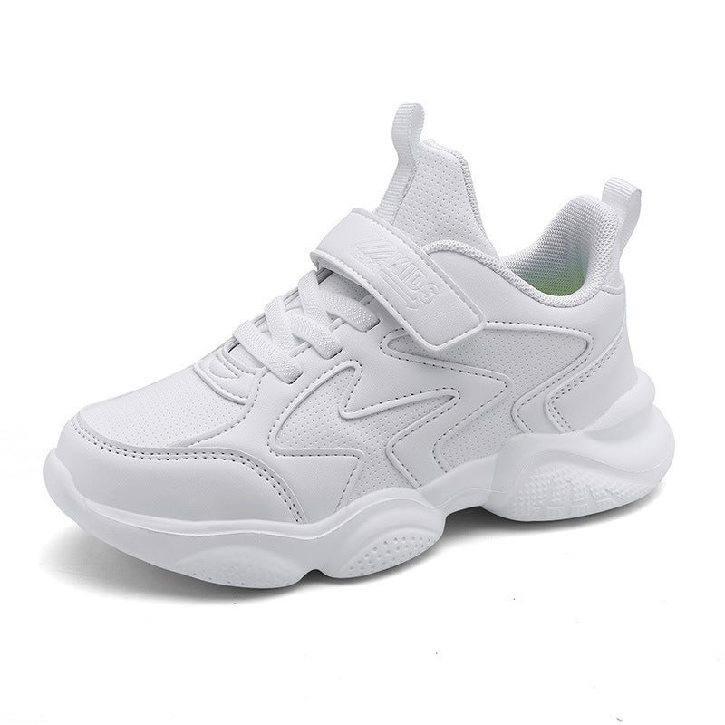 Wholesale Girls White Shoes Boys Running Shoes Small Children Soft Sole School Children White Sports Shoes Factory8856 white leather 8856 white leather 