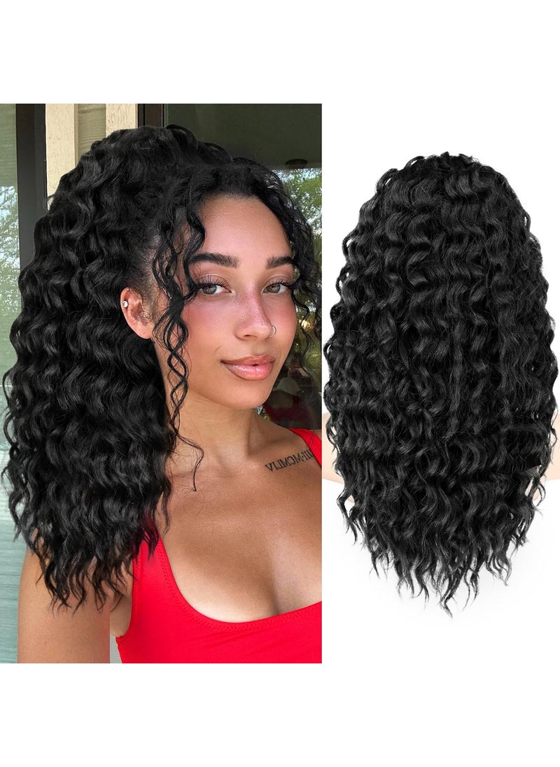 KooKaStyle KooKaStyle Curly Ponytail Extension Fluffy Drawstring Ponytail for Women Kinky Curly Clip in Hair Extensions Long Curly Wavy Ponytail Extension Synthetic Hairpiece for Daily Use18 InchBlack 