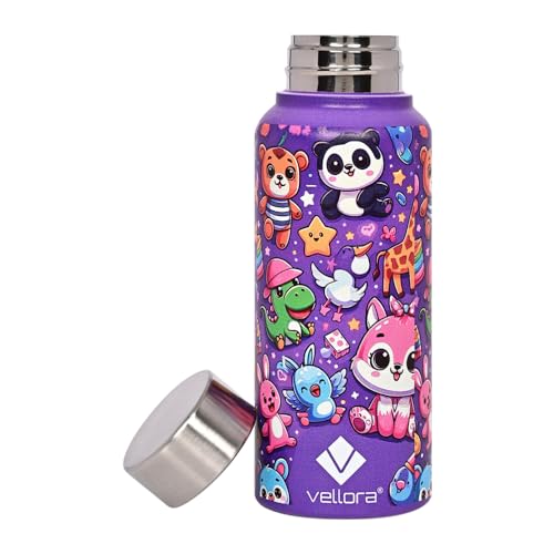 VELLORA Panda Animated Stainless Steel Water Bottle for Kids,School Water Bottle for Kids,Picnic Water Bottle,Sipper Bottle,Leak-Proof Bottle for Kid Travel Girls 500 ml (Purple) - Image 5