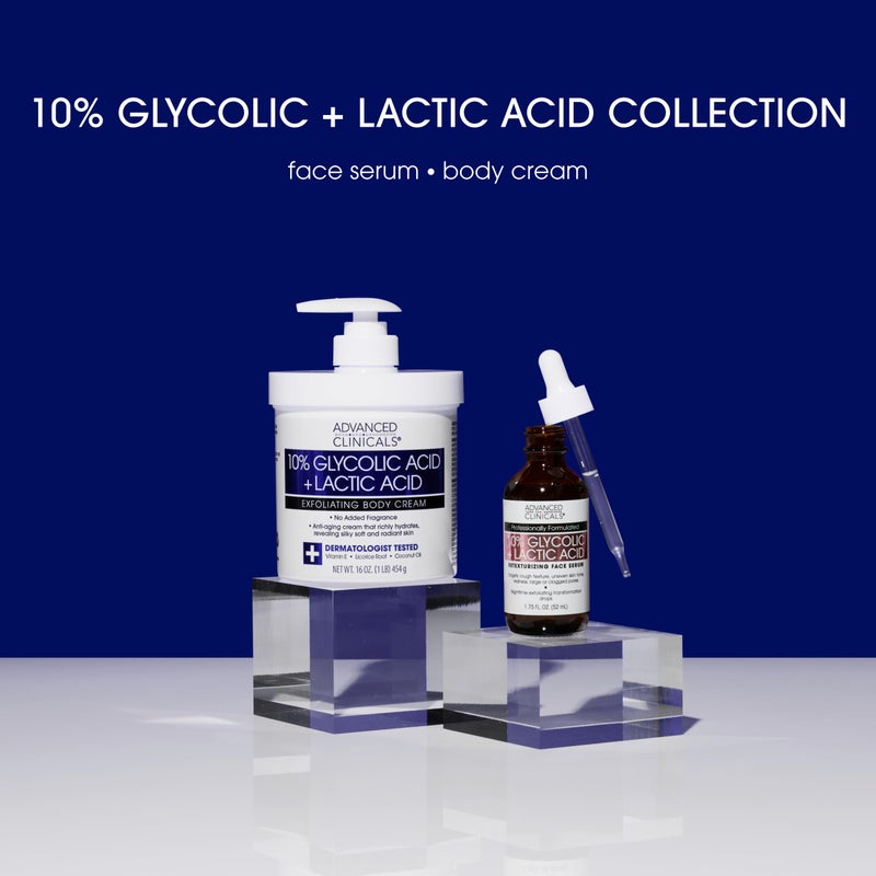 Advanced Clinicals Exfoliating 10% Glycolic Acid Serum For Face + Lactic Acid | Facial Exfoliant AHA + Salicylic Acid Serum To Improve Look Of Large Pores, Uneven Skin Tone, & Dark Spots, 1.75 FL Oz - Image 5