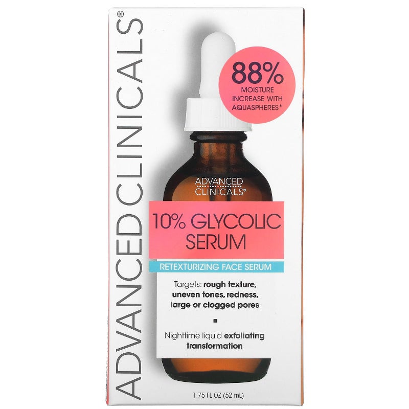 Advanced Clinicals Exfoliating 10% Glycolic Acid Serum For Face + Lactic Acid | Facial Exfoliant AHA + Salicylic Acid Serum To Improve Look Of Large Pores, Uneven Skin Tone, & Dark Spots, 1.75 FL Oz - Image 2