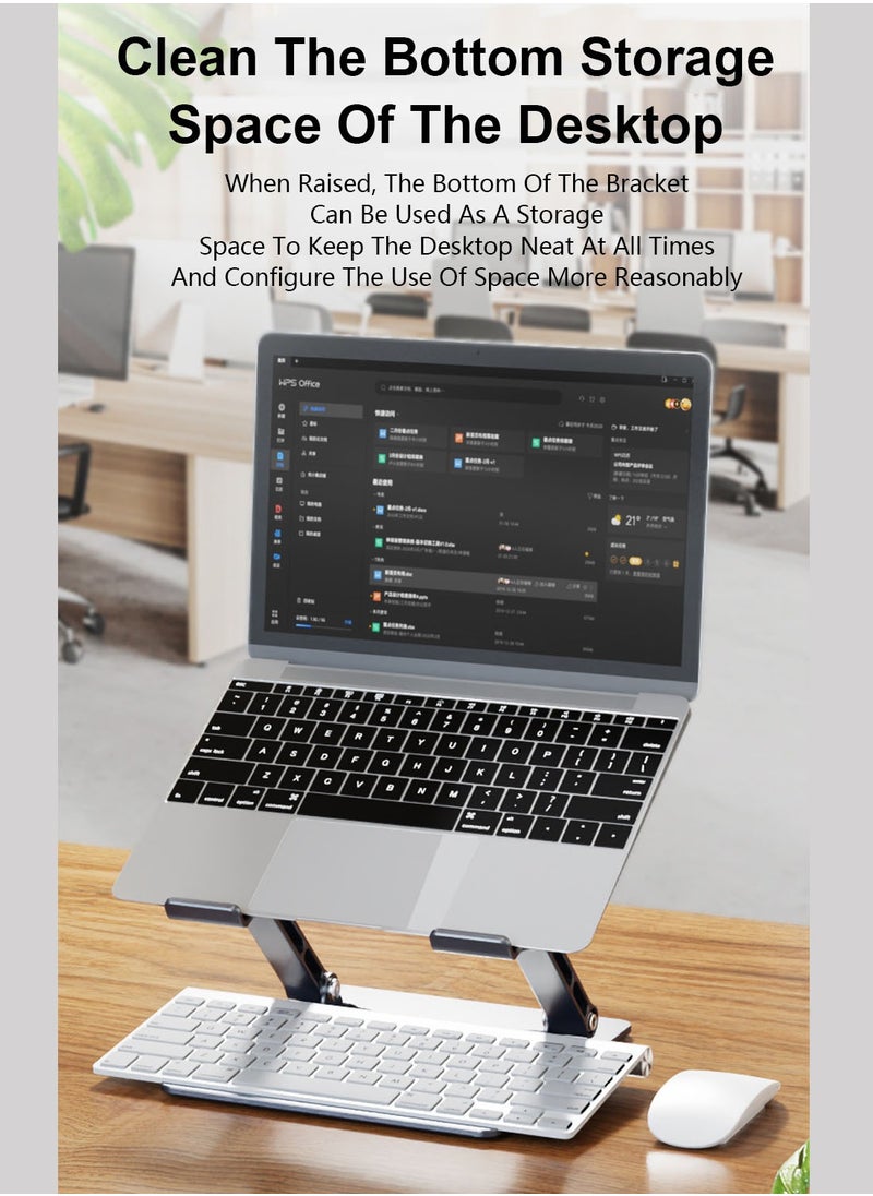 FlashHawk Aluminum Adjustable Laptop Stand, Portable Computer Notebook Holder Riser for 10-17 inch Laptop  - Image 2