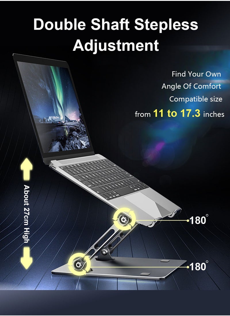 FlashHawk Aluminum Adjustable Laptop Stand, Portable Computer Notebook Holder Riser for 10-17 inch Laptop  - Image 4