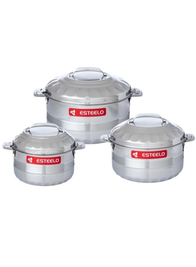 Esteelo 3-piece stainless steel container set, 2000 ml / 3000 ml / 4000 ml - Image 1