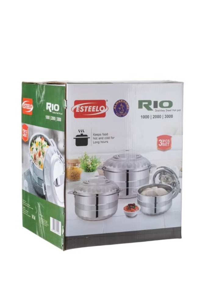 Esteelo 3-piece stainless steel container set, 2000 ml / 3000 ml / 4000 ml - Image 3