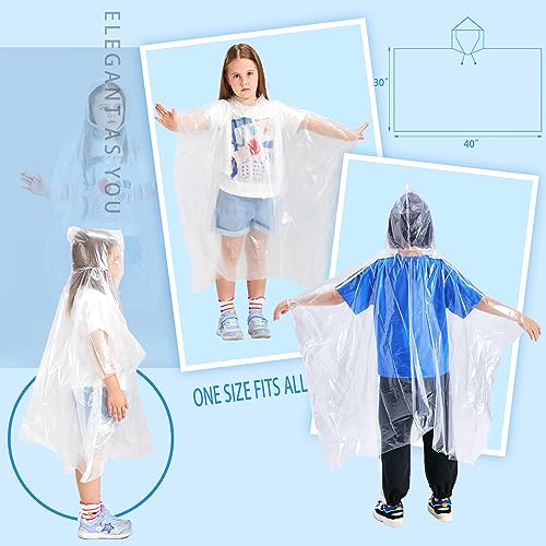 SWOGAA Disposable Rain Ponchos for Kids (6 Pack) -50% Extra Thicker Men or Women Waterproof Emergency Rain Ponchos with Hood - Clear Kids - Image 4