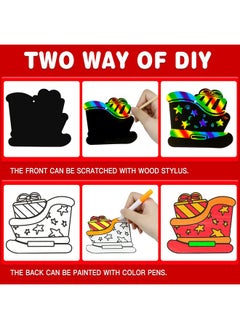 Max Fun Christmas Crafts Scratch Art For Kids, 48Pcs Magic Rainbow Scratch Off Paper Cards, Christmas Ornaments Hanging Art For Kids Party Favors Supplies, Stocking Stuffers Educational Toys  - Image 4