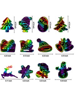 Max Fun Christmas Crafts Scratch Art For Kids, 48Pcs Magic Rainbow Scratch Off Paper Cards, Christmas Ornaments Hanging Art For Kids Party Favors Supplies, Stocking Stuffers Educational Toys  - Image 5