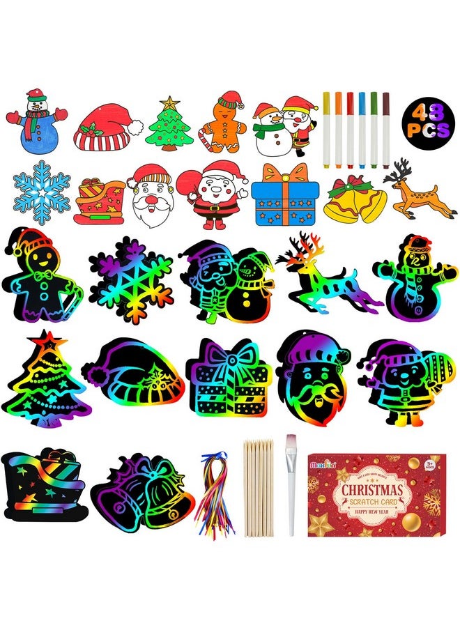 Christmas Crafts Scratch Art For Kids, 48Pcs Magic Rainbow Scratch Off Paper Cards, Christmas Ornaments Hanging Art For Kids Party Favors Supplies, Stocking Stuffers Educational Toys - pzsku/Z56AF1EBDF62F8660E9EFZ/45/_/1733730423/4860c8b9-05fa-4fc3-81d9-f1b1f6d0ad4c