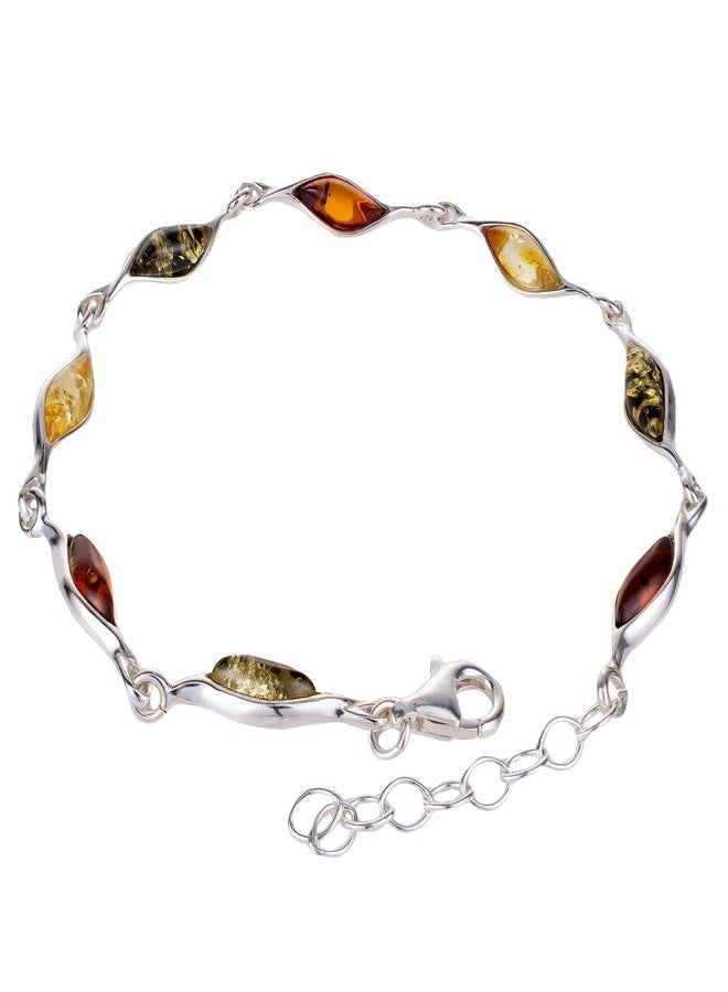 HolidayGiftShops Amber Jewelry for Women - Sterling Silver Baltic Amber Bracelet, Genuine Amber Bracelet for Women, Amber Bracelets for Adults, Made in Poland - Image 1