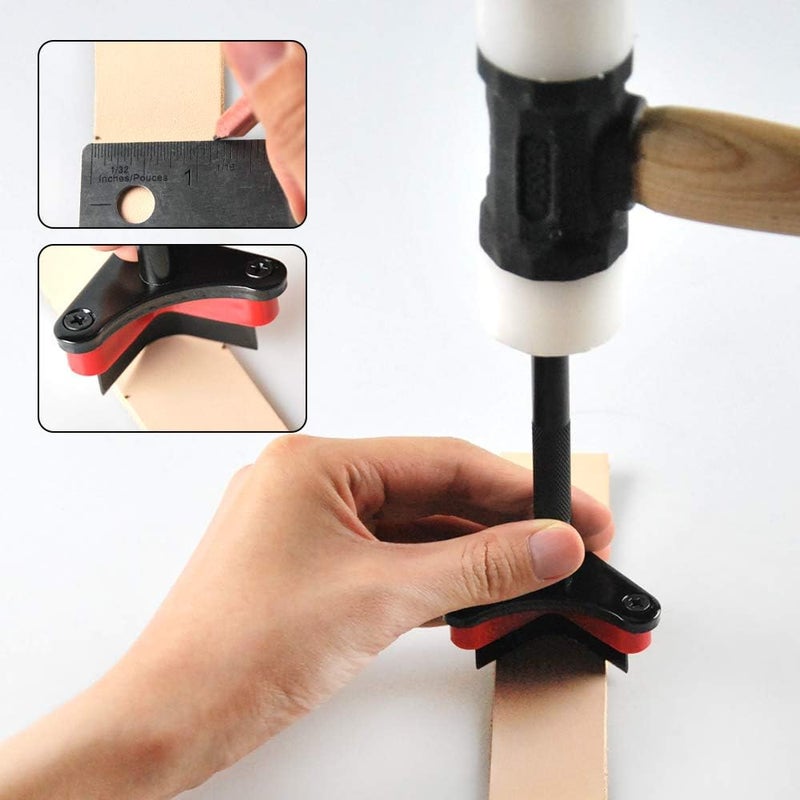OWDEN Professional 3Pcs Leather Belt end Cutter Punch Set,Corner Punch Set Triangle Shaped,Strap Punch Tool Set,3 Sizes Leather Tool. - Image 5