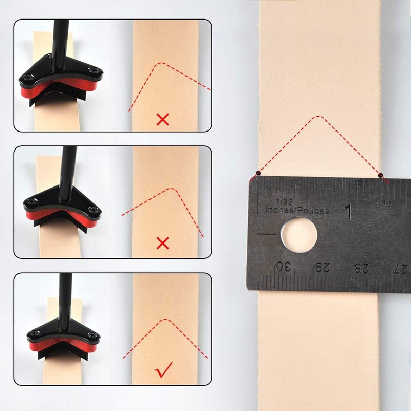 OWDEN Professional 3Pcs Leather Belt end Cutter Punch Set,Corner Punch Set Triangle Shaped,Strap Punch Tool Set,3 Sizes Leather Tool. - Image 4