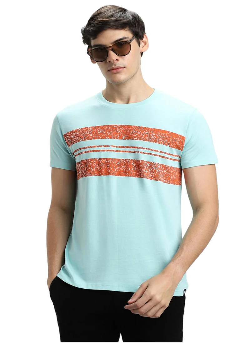 دينيس لينغو Sky Striped T-Shirt for Men - Slim Fit, Cotton