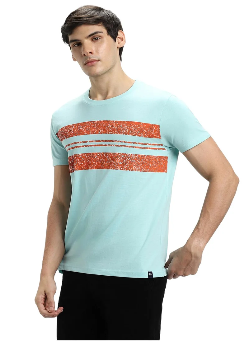 دينيس لينغو Sky Striped T-Shirt for Men - Slim Fit, Cotton
