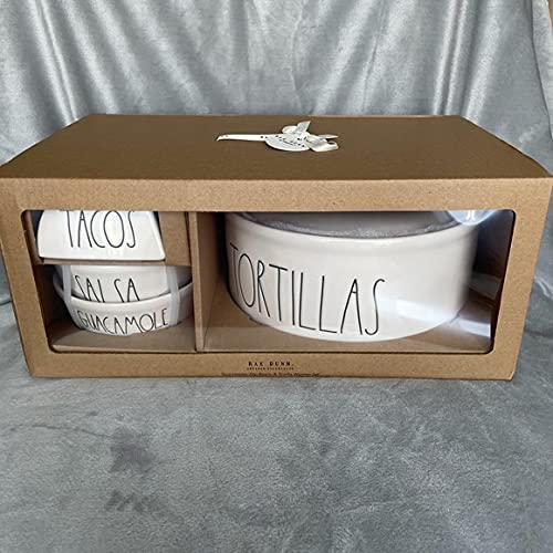 Rae Dunn Taco Set Tacos Salsa Guacamole Tortillas Warmer Set