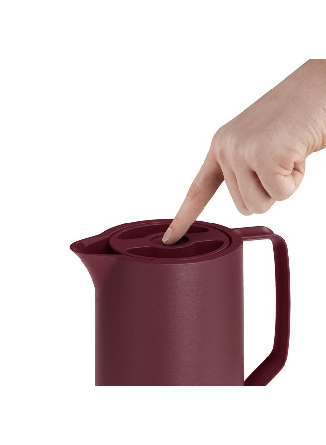 EMSA Motiva Quick Press Vacuum Flask 1L – Red Premium Insulated Thermal Jug for Hot & Cold Beverages – Stylish One-Touch Coffee Flask – Made in Germany - Image 3