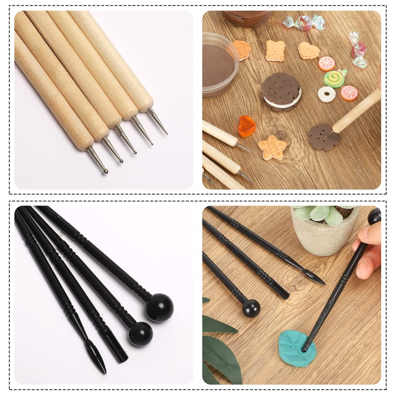 RUBFAC Polymer Clay Tools, Clay Tools Kit, 24pcs Clay Sculpting Tools Set with Stylus and Rock Painting Kit - Air Dry Clay Modeling for Pottery and Sculpture - Image 5