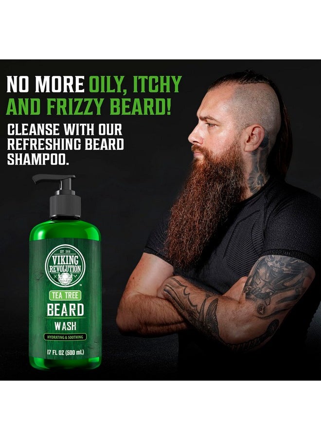 Viking Revolution - Tea Tree Beard Wash For Men With Argan Oil And Ginseng Root Extract Beard Softener And Strengthener Beard Shampoo With Olive Oil Beard Care To Avoid Beard Dandruff And Itch (17Oz) - Image 1