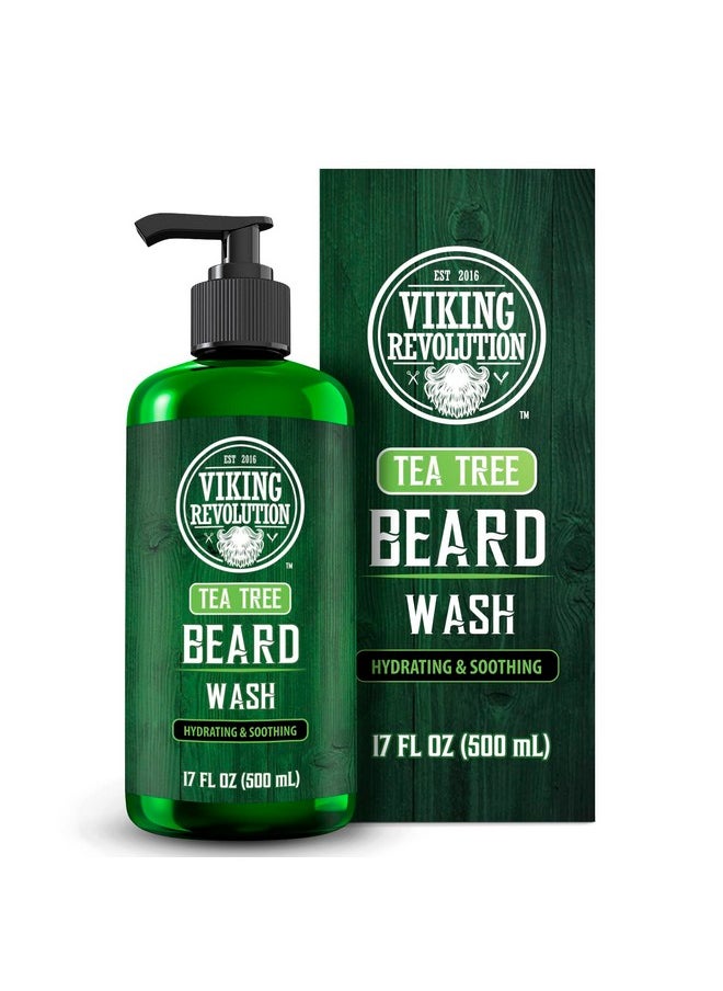 Viking Revolution - Tea Tree Beard Wash For Men With Argan Oil And Ginseng Root Extract Beard Softener And Strengthener Beard Shampoo With Olive Oil Beard Care To Avoid Beard Dandruff And Itch (17Oz) - Image 1