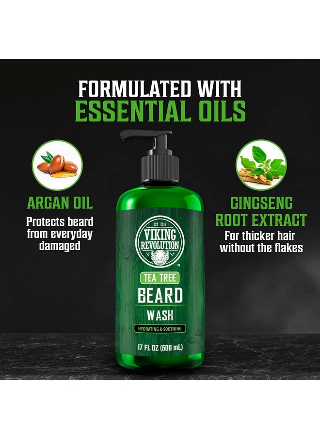 Viking Revolution - Tea Tree Beard Wash For Men With Argan Oil And Ginseng Root Extract Beard Softener And Strengthener Beard Shampoo With Olive Oil Beard Care To Avoid Beard Dandruff And Itch (17Oz) - Image 1
