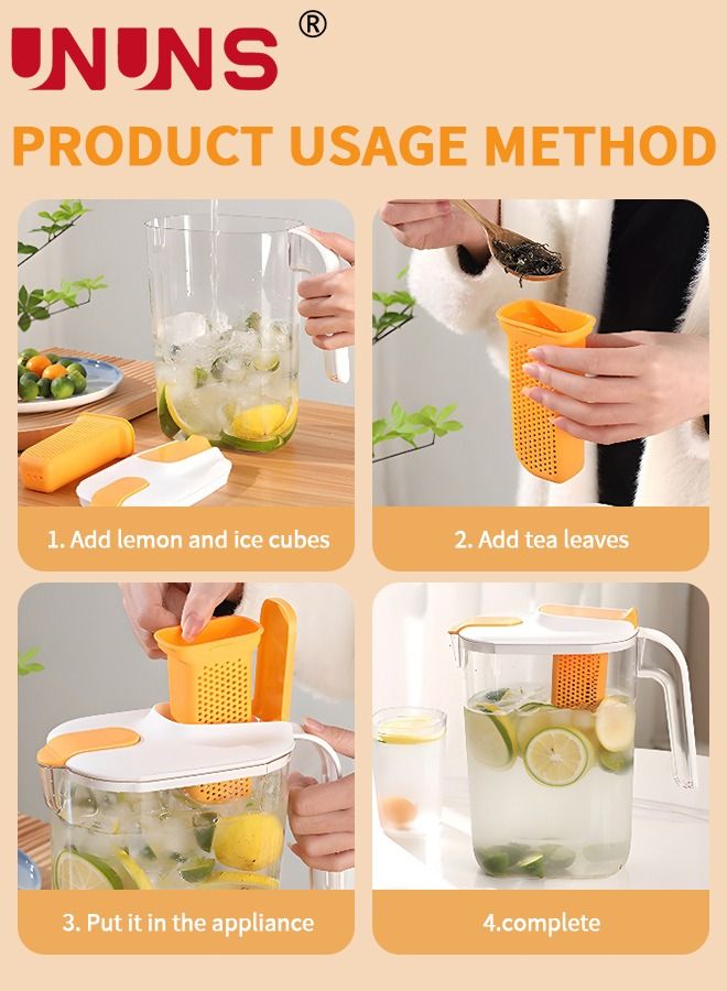 UNUNS 5-Piece Teapot Pot Set,1 Teapot And 4 Cups,2.4 L Water Jug With Lids And Tea Leak,Cold And Hot Glass Pitcher Kettle,Great For Iced Tea Lemonade Coffee Milk Juice - Image 5