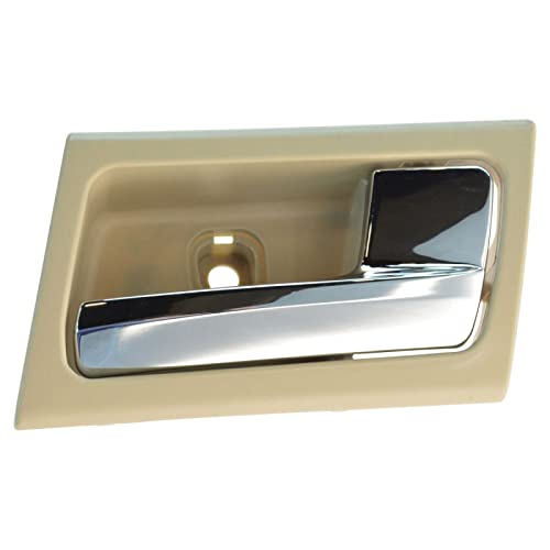 TRQ Right Interior Door Handle Chrome & Camel Tan Passenger Side Compatible with 2006-2011 Ford Crown Victoria Mercury Grand Marquis - Image 1