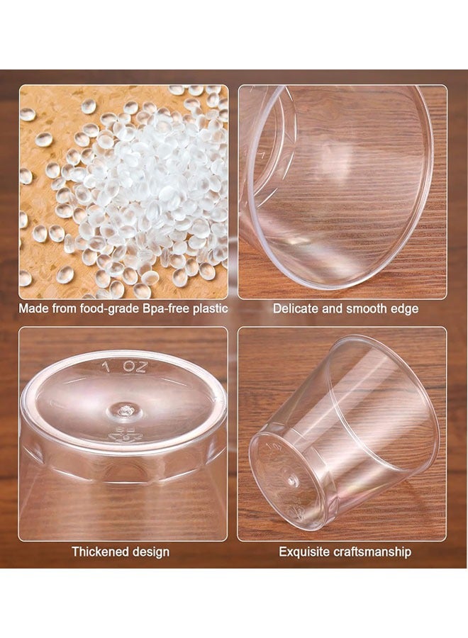 Plastic Shot Glasses, 100pcs Clear Disposable Thickened Shot Cups, 1oz Hard Mini Tasting Container for Party, Wedding, Festival, BBQ, Games, Jelly Cup - Image 4