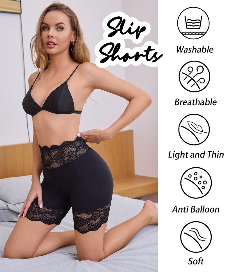 Hibluco Slip Shorts For Under Dresses Lace Women Underwear Anti Chafing Boyshort - Image 5