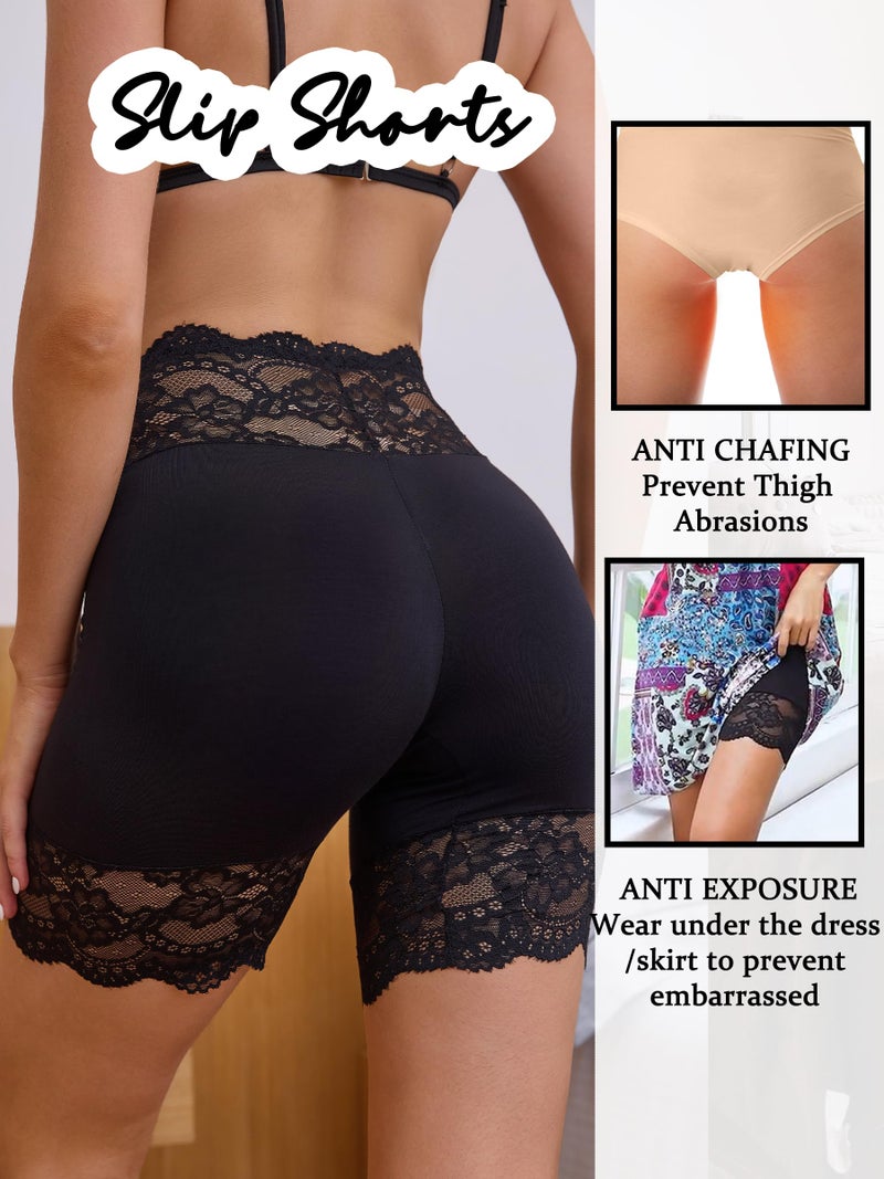 Hibluco Slip Shorts For Under Dresses Lace Women Underwear Anti Chafing Boyshort - Image 4