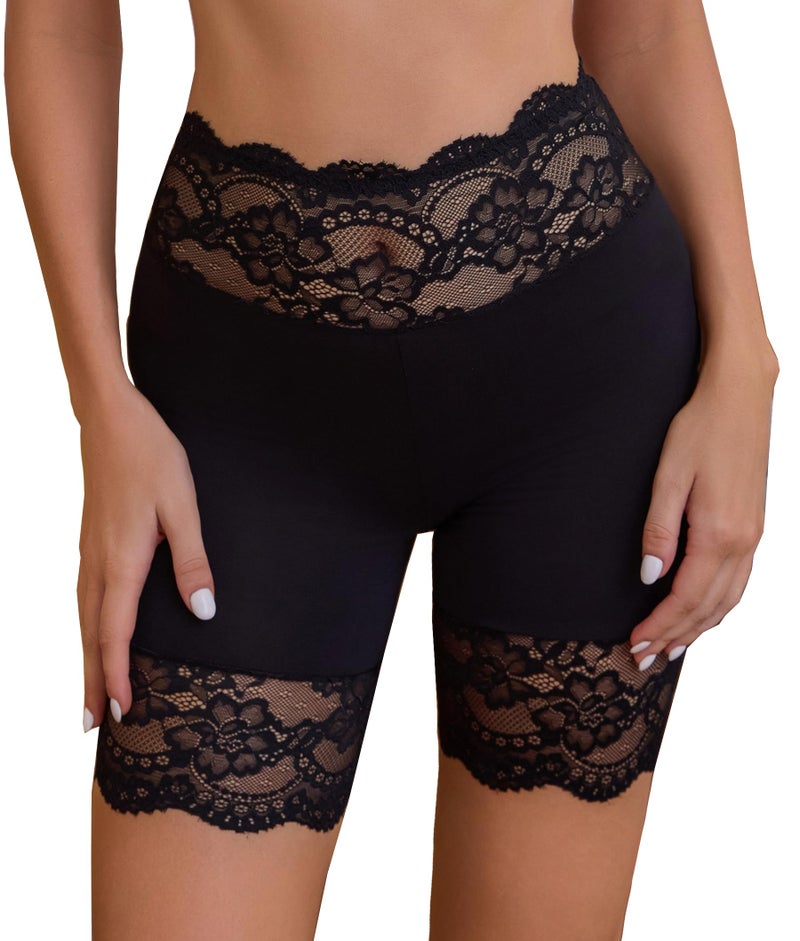 Hibluco Slip Shorts For Under Dresses Lace Women Underwear Anti Chafing Boyshort - Image 1