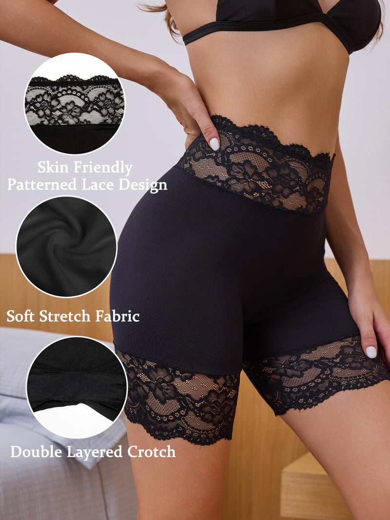 Hibluco Slip Shorts For Under Dresses Lace Women Underwear Anti Chafing Boyshort - Image 3