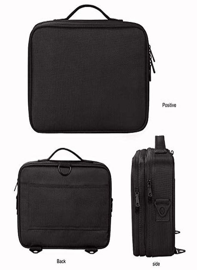 INOVERA (LABEL) - Nylon Professional Travel Cosmetic Makeup Storage Organizer Bag With Adjustable Compartment (Black, Medium (34L X 23B X 12H Cm)) - Image 1