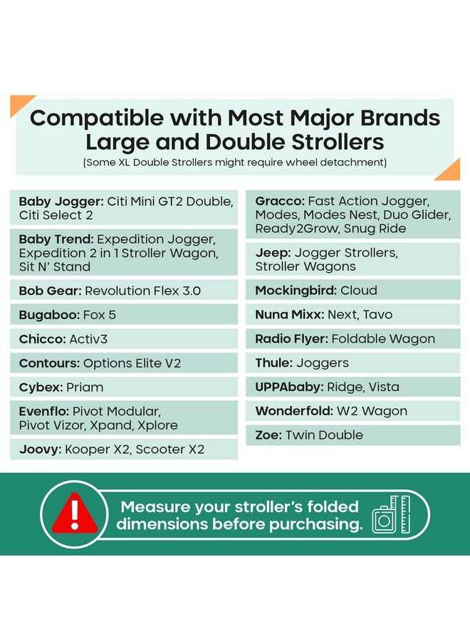 reperkid Large Stroller Bag for Airplane Travel, Black & Green, 47" H x 24" W x 15" D, Fits Most Large, Single, Double, Jogging Strollers - Premium Waterproof Cover, Adjustable Shoulder Straps - Image 1