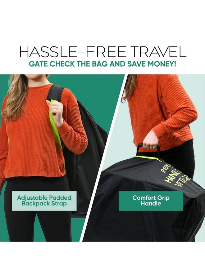 reperkid Large Stroller Bag for Airplane Travel, Black & Green, 47" H x 24" W x 15" D, Fits Most Large, Single, Double, Jogging Strollers - Premium Waterproof Cover, Adjustable Shoulder Straps - Image 4