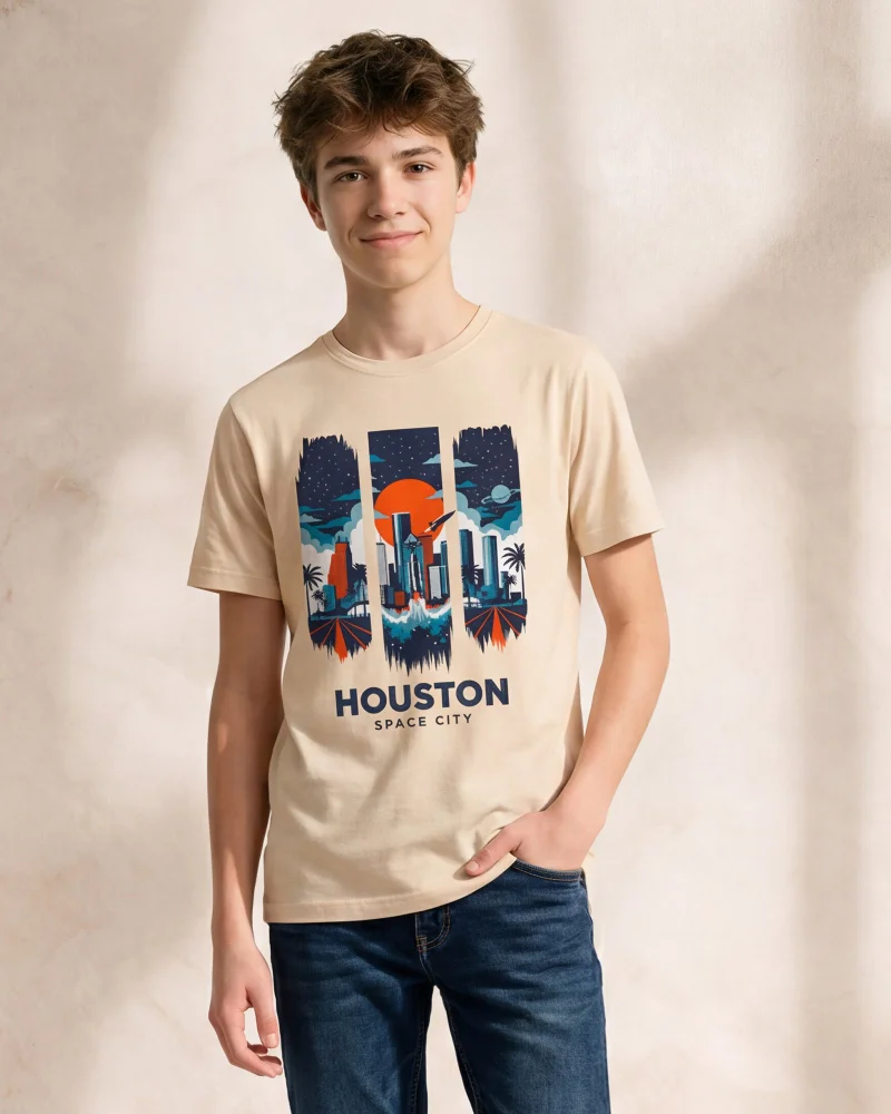 Redtag Senior Boys Beige Printed T-Shirt